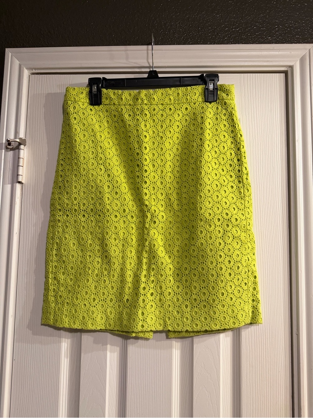J. Crew Neon Yellow Eyelet Pencil Skirt
